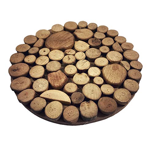 Dolfi Salvamanteles de madera de pino y abedul, soporte artesanal hecho a mano (redondo, 20 cm)