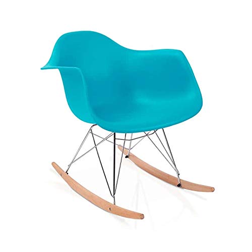 duehome Rocker - Silla Mecedora, Color Turquesa y Madera Haya, sillas balancin, Silla diseño nórdico, Medidas: 69,5 cm Alto x 63 cm Ancho x 65,5 cm Fondo