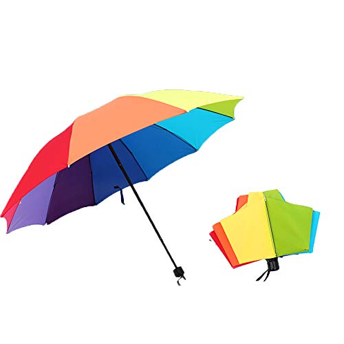 DXIA Paraguas Pliegue del Arco Iris, Parapluie Antiviento, Ligero y Mini, Muy Fuerte, 10 Varillas, Multicolor 10 Colores, 110cm de diamètre,Puede acomodar a Dos Personas DXIA Paraguas Pliegue del Arco Iris, Parapluie Antiviento, Ligero y Mini, Muy Fuerte, 10 Varillas, Multicolor 10 Colores, 110cm de diamètre,Puede acomodar a Dos Personas