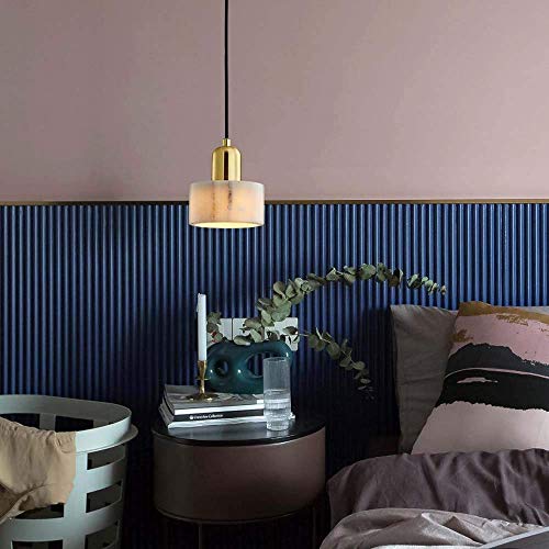 DXX-HR Moderna iluminación de cobre, estilo nórdico, moderno, minimalista, para sala de estar, decoración creativa, de mármol, para dormitorio, mesita de noche, 15 cm de diámetro x 18 cm de alto.