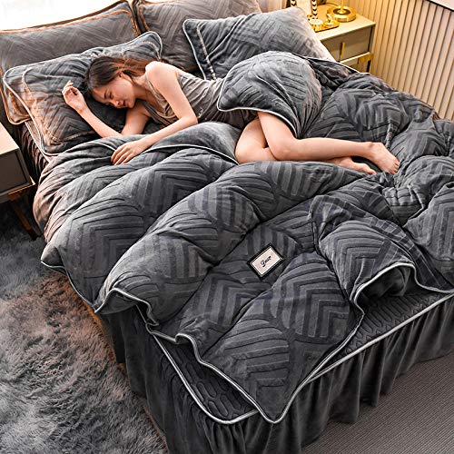 Edredón de microfibra reversible,Funda nórdica de franela cálida de lana de doble cara de invierno funda nórdica individual de cama doble funda de almohada individual-UN_Cama de 1,5 m (4 piezas) Edredón de microfibra reversible,Funda nórdica de franela cálida de lana de doble cara de invierno funda nórdica individual de cama doble funda de almohada individual-UN_Cama de 1,5 m (4 piezas)