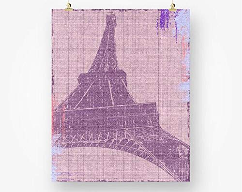 Eiffel Tower French Purple Wall Art Download Distressed Purple Girls Room Wall Decor Paris Poster Printable Digital Print Instant Download | Póster no Frame Board for Office Decor, Best Gift For Famil