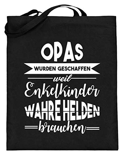 ¡El abuelo se ha creado porque los nietos necesitan verdaderos héroes! - Diseño con texto en alemán"Großvater Spruch", bolsa de yute (con asas largas), color Negro, talla 38cm-42cm