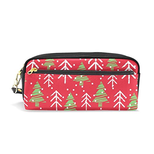 Estuche para estuche de lápices, verde, blanco, árboles de navidad, puntos, bolígrafo, estuche para papelería, estuche para cosméticos Estuche para estuche de lápices, verde, blanco, árboles de navidad, puntos, bolígrafo, estuche para papelería, estuche para cosméticos