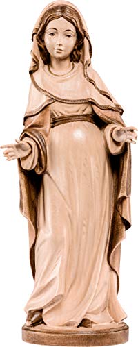 Ferrari & Arrighetti Imagen de la Virgen Embarazada en Talla de Madera Encerada con 3 Tonos - Mide 10 cm - Demetz Deur