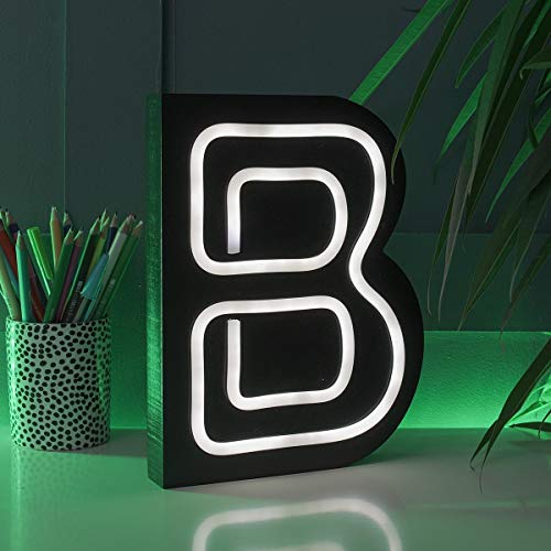 Festive Lights Neon Effect Light Up Letters-Battery Operated-16cm-Wall Hanging Lighting (B) Luces navideñas (Efecto neón, Funciona con Pilas, 16 cm), iluminación Decorativa para Colgar en la Pared