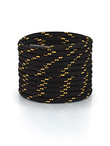 Formata SP-01-negro/amarillo-150 - Cordones redondos para zapatos de trabajo y trekking (muy resistentes, 4,5 mm de diámetro, poliéster)