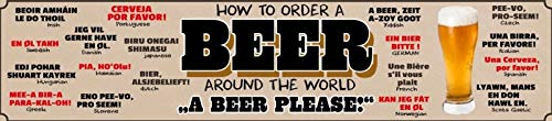 FS - Placa de Chapa Curvada con Texto en inglés How to Order a Beer, 10 x 46 cm