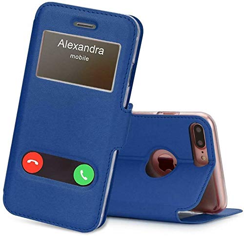 Funda para iPhone 12/12 Pro – Funda con tapa abatible doble ventana modelo de teléfono compatible con iPhone 12/12 Pro, color azul marino