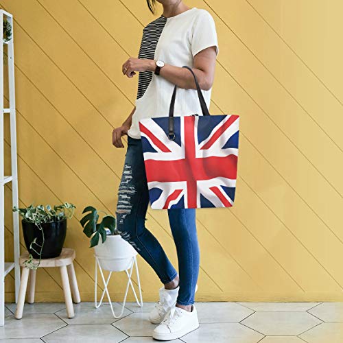 GIGIJY - Bolso de mano con bandera del Reino Unido, tamaño grande para mujer, bolsa organizadora de la compra