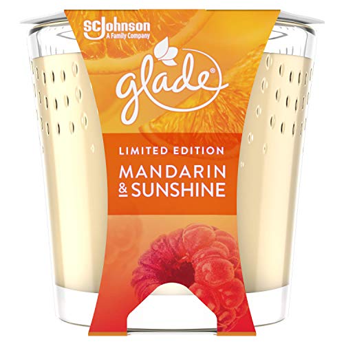 Glade Brise - Vela aromática en vaso de cristal, aroma de mandarina y Sunshine hasta 30 horas de combustión, 6 unidades (6 x 129 g)