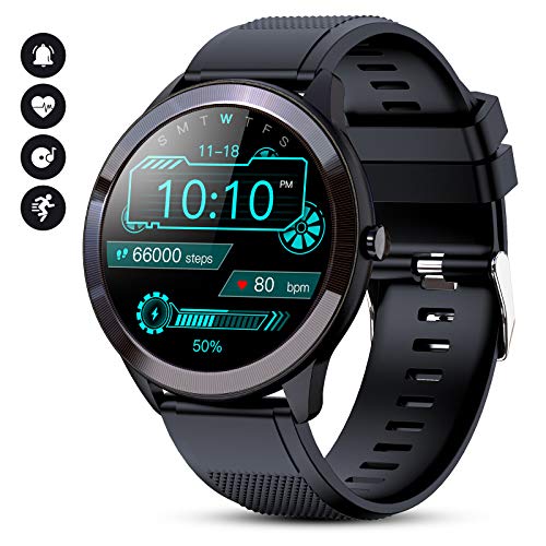 GOKOO Reloj Inteligente Hombres Smartwatch IP68 Impermeable Monitor de Actividad Pulsómetro Calorías Monitor de Sueño Podómetro Entrenamiento respiratorio Smart Watch Compatible con Android iOS