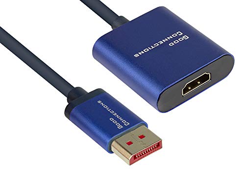 Good Connections SmartFLEX - Adaptador de DisplayPort 1.4 a HDMI 2.0 (4K UHD @ 60Hz RGB, 4:4:4, Carcasa de Aluminio, Alta flexibilidad, 0,2 m/20 cm), Color Azul Oscuro