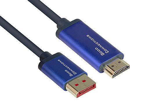 Good Connections SmartFLEX - Cable DisplayPort 1.4 a HDMI 2.0 (4K UHD @ 60Hz RGB / 4:4:4, Carcasa de Aluminio, Alta flexibilidad, 2 m), Color Azul Oscuro