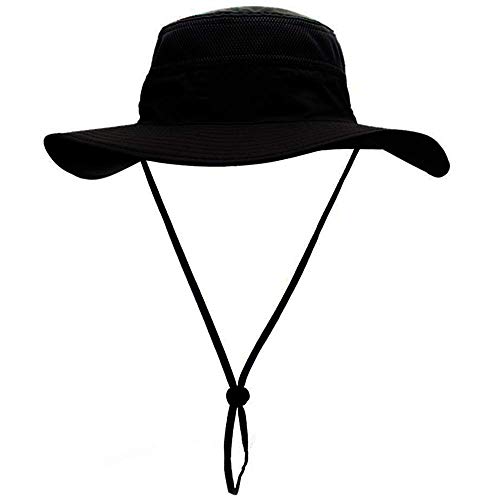 Gorro de Pesca,Sombreros de Pesca Sombrero para el Sol de ala Ancha para Escalada al Aire Libre Gorra de Red Plegable (Negro)
