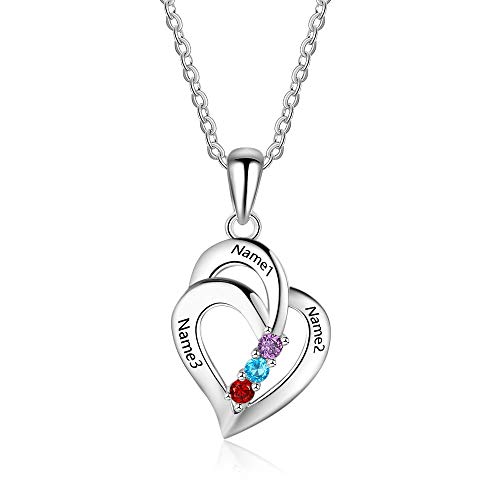 Grand Made Collar Personalizado con el Nombre de la Madre y 3 cuellos simulados Collar con Colgante en Forma de corazón para 3 Collar Personalizado para Mujer (Plata, Plata) Grand Made Collar Personalizado con el Nombre de la Madre y 3 cuellos simulados Collar con Colgante en Forma de corazón para 3 Collar Personalizado para Mujer (Plata, Plata)