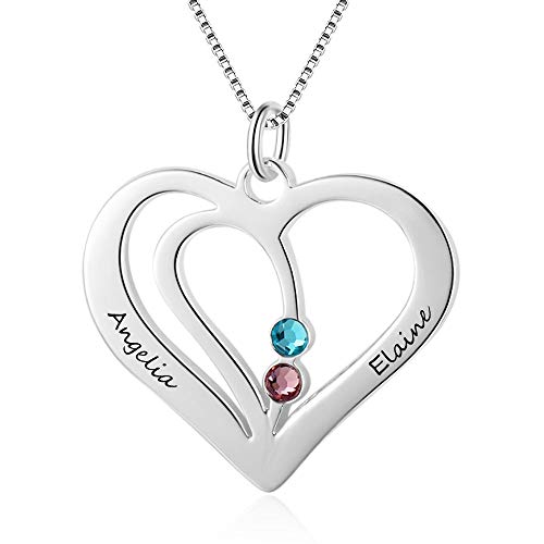 Grand Made Promesa Personalizada Collar de corazón con 2 Piedras Preciosas simuladas Collar para Pareja Collar con Nombre Personalizado Collar con Piedras Preciosas Joyas de San Valenti Grand Made Promesa Personalizada Collar de corazón con 2 Piedras Preciosas simuladas Collar para Pareja Collar con Nombre Personalizado Collar con Piedras Preciosas Joyas de San Valenti