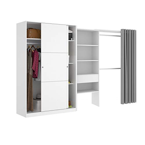 HABITMOBEL Vestidor con Armario Dormitorio Puertas correderas, Medidas 280cm (Largo) x 204cm (Alto) x 50cm (Fondo)