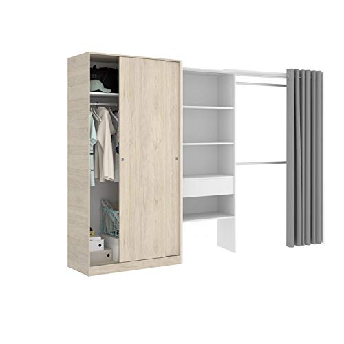 HABITMOBEL Vestidor con Armario Puertas correderas, Medidas 260cm (Largo) x 204cm (Alto) x 50cm (Fondo)