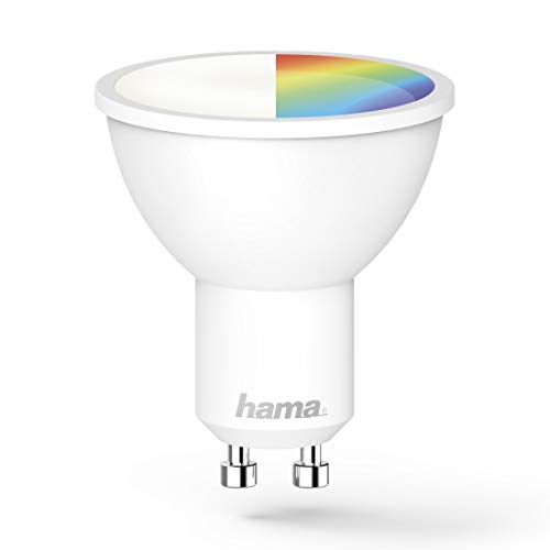 Hama - Bombilla inteligente LED WiFi GU10, 5.5W. Intensidad Regulable. Selección múltiples colores. Control voz compatible con Alexa y google Home
