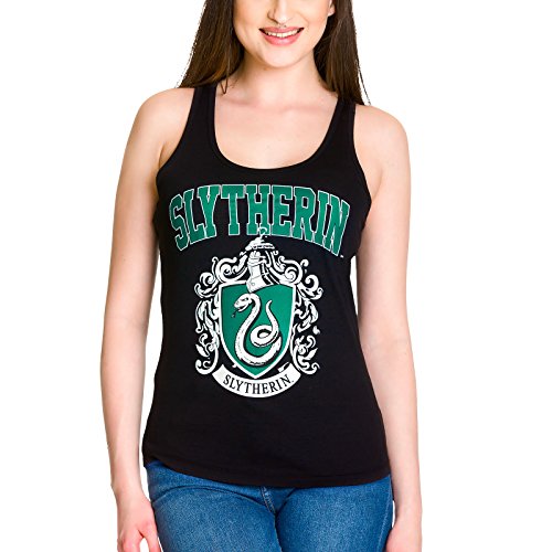 HARRY POTTER Camiseta sin Mangas Emblema de Slytherin de Elbenwald Negro - XL