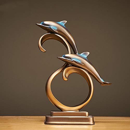 HJKIUY Adornos Decorativos de Resina de delfín de Resina Escultura de Animales Decoración Moderna para Sala de Estar Accesorios de decoración del hogar-20 * 9,5 * 27 cm
