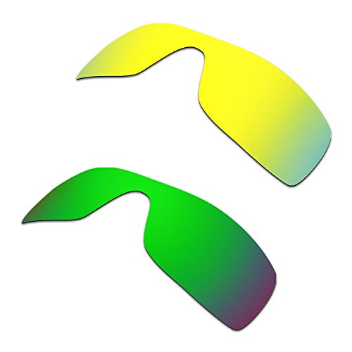 HKUCO Plus Mens Replacement Lenses For Oakley Batwolf 24K Gold/Emerald Green Sunglasses