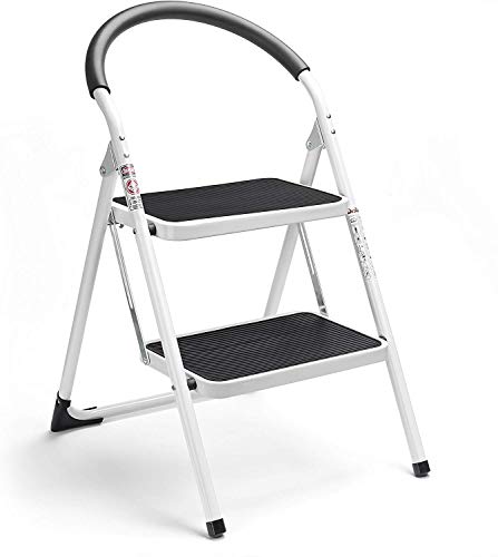 HOUSE DAY Escalera Escalera Plegable de 2 peldaños, Escalera Plegable Escalera de Acero sin escalones, Resistente y Ancha, Capacidad de Carga de hasta 150 kg, Blanco y Negro, (WK2061A-2) HOUSE DAY Escalera Escalera Plegable de 2 peldaños, Escalera Plegable Escalera de Acero sin escalones, Resistente y Ancha, Capacidad de Carga de hasta 150 kg, Blanco y Negro, (WK2061A-2)