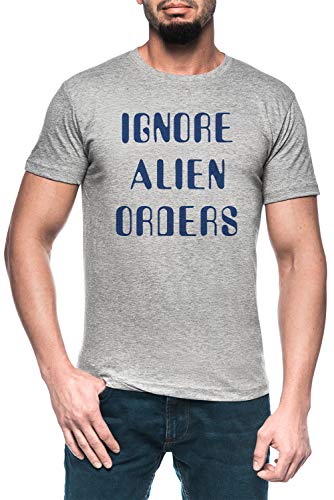 Ignore Alien Orders Hombre Gris Camiseta Manga Corta Men's Grey T-Shirt