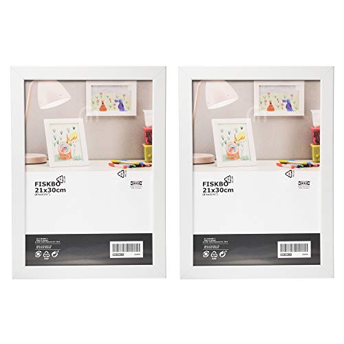 Ikea FISKBO - Marco de fotos (A4, 21 x 30 cm, 2 unidades), color blanco