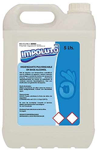 IMPOLUTO. Limpiador Higienizante Pulverizable Sin Aclarado en Base Alcohol para todo tipo de Superficies (5 Litros) IMPOLUTO. Limpiador Higienizante Pulverizable Sin Aclarado en Base Alcohol para todo tipo de Superficies (5 Litros)