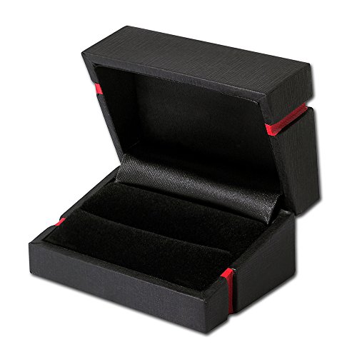 IMPPAC Estuche para anillos de alianza, estuche para joyas de color negro, universal, incluye paquete de regalo, 78 x 52 x 40 mm - VE160