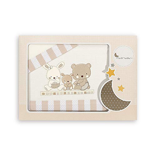 INTERBABY - Juego de sábanas para minicuna Love, beige INTERBABY - Juego de sábanas para minicuna Love, beige
