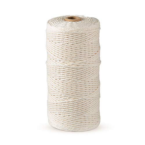 ipow Hilo macrame 2mm x 200 m de 100% algodón, Hilo de algodón beige, Cuerdas Macrame natural para artesanía DIY, Colgante de Pared, atrapasueños, tapices macramé, etc.