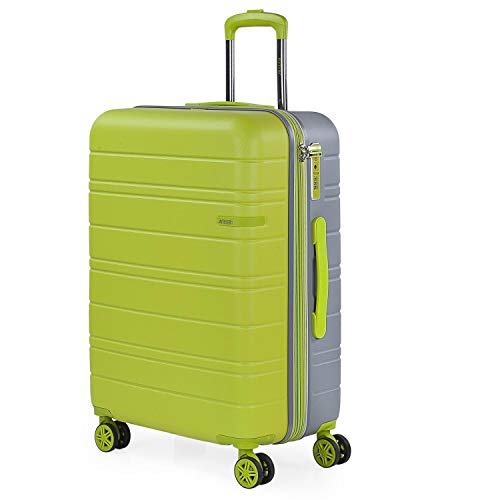 JASLEN - Maleta de Viaje Mediana 4 Ruedas Rígida Trolley ABS Extensible. Dura Práctica Cómoda Ligera y Bonita. Diseño y Calidad. Candado TSA. Interior Completo. Profesional 17126, Color Pistacho-Plata