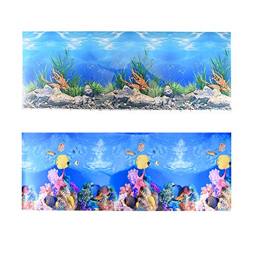 Jroyseter Antecedentes Acuario 3D Doble Cara del Fondo Pegatinas Fish Tank Fondo de Pantalla HD subacuático Decoración Cartel Coral Telón de Fondo Pegatina para el hogar del Acuario (A)