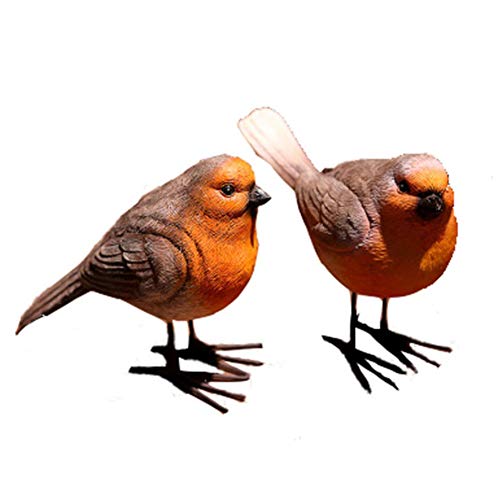 Juego de 2 figuras de pájaro de resina de Sureh para jardín, estatua de pájaro al aire libre, divertidas esculturas ornamentos artificiales, decoraciones de pájaros falsos para artes y manualidades