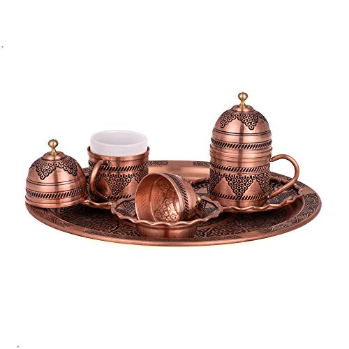 Juego de tazas de café turco con tapa, plato de servicio y plato de dulces, taza de moca Kahve Seti, taza de café turco, taza de café oriental, para 2 personas Juego de tazas de café turco con tapa, plato de servicio y plato de dulces, taza de moca Kahve Seti, taza de café turco, taza de café oriental, para 2 personas