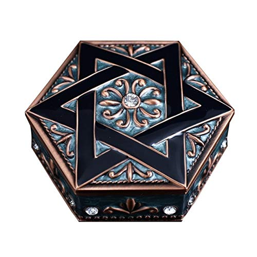 K-ONE Small Size Vintage Decoration Jewelry Box Hexagram Ring Box Gift Packing Box Necklace Storage Organizer -Bl