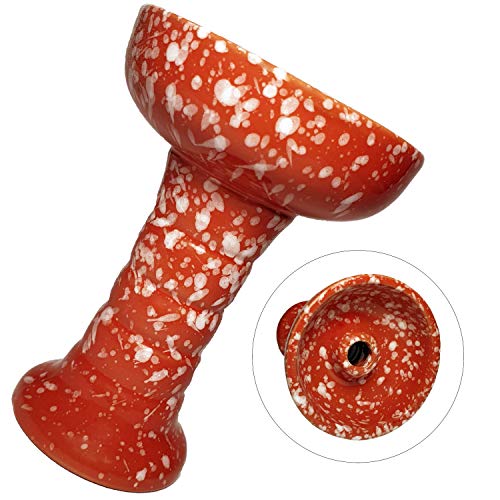 KAISER - Cazoleta RED TORNADO de cerámica artesanal cachimba shisha - Tipo Phunnel, Compatible con todos los gestores de calor, Barro Blanco, Color Rojo Anaranjado