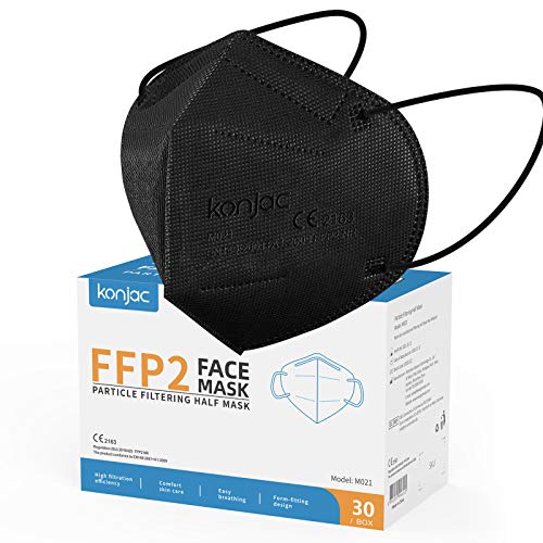 konjac Mascarillas FFP2 Homologadas Negras (30uds). Mascarillas ffp2 Certificación CE 2163. Embolsadas Individualmente. Mascarilla de Alta Eficiencia Filtración con Salvaorejas konjac Mascarillas FFP2 Homologadas Negras (30uds). Mascarillas ffp2 Certificación CE 2163. Embolsadas Individualmente. Mascarilla de Alta Eficiencia Filtración con Salvaorejas