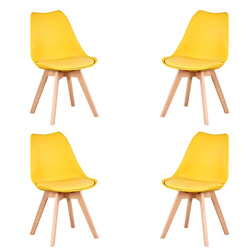 KunstDesign Nordic Chair (Pack 4) - Silla escandinava Amarillo - Mona - (Elija su color)