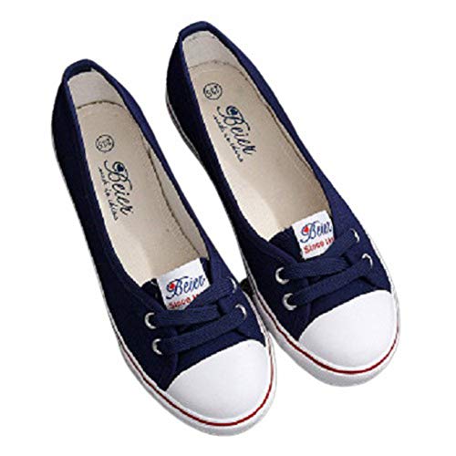 Ladies Moccasin Shoes Leisure Casual Flats Lace-Up Shallow Shoes Canvas Soft Sole Slip-On Loafers Shoes