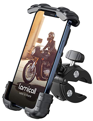 Lamicall Soporte Movil Bicicleta, Soporte Motocicleta - Rotación 360° Soporte Manillar para iPhone 12 Pro Max, 12 Mini, 11 Pro, XS Max, X, XR, 8, 7, 6S, Samsung S10 S9 S8, Huawei, 4.7-6.8" Smartphones