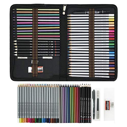 Lápices de Colores para Dibujo Profesional,Set Dibujo Artistico - 48 Colores únicos para Libro de Colorear para Adultos - Regalo Ideal para Artistas, Adultos y Niño