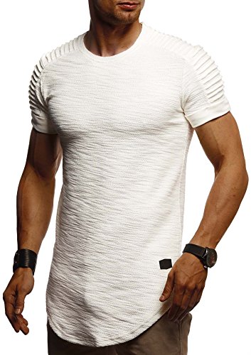 Leif Nelson Camiseta para Hombre con Cuello Redondo LN-6325 Color Crudo Medium