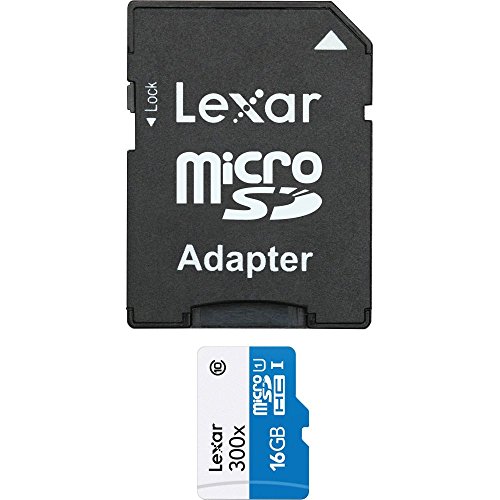 Lexar lsdmi16gbb1e u300 a Micro SDHC UHS-I 300 x (45mb/S) de Alta Velocidad Tarjeta de Memoria Flash con Adaptador SD, 16 GB