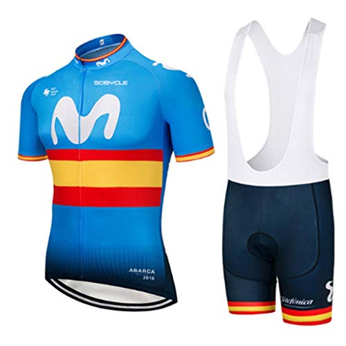 Lilongjiao Bicicleta de Deporte de Equipo Tour de Francia Montaña Bici Jersey Traje Manga Corta Transpirable (Color : Style 1+Gloves, Size : S)