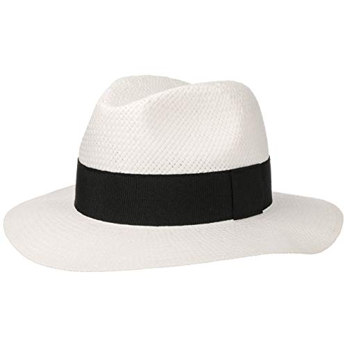 Lipodo Traveller de Paja White Mujer/Hombre - Sombrero Sombreros Hombre músico con Banda Grosgrain Primavera/Verano - XL (60-61 cm) Blanco