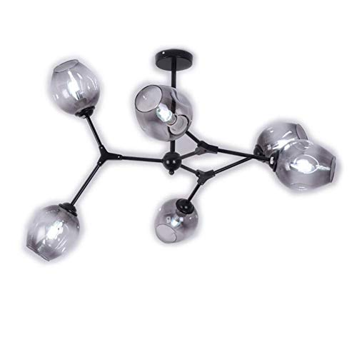 Living Equipment 6 Light Ceiling Lights Shades for Bedroom Adjustable Chandelier Pendant Light Glass Bubble Ball Lampshade Rotating Ceiling Lamp For Dining Room Light Fixture Black CognacColor 6hea